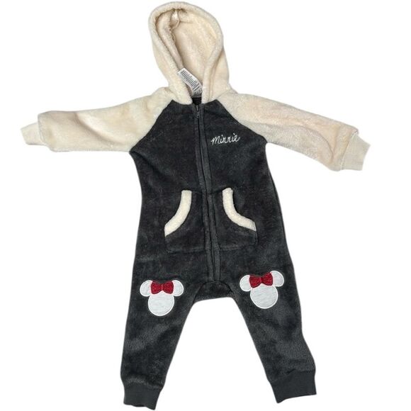 Disney Minnie Mouse Fuzzy Jumpsuit. Size 6/9 Months. - Picture 1 of 9